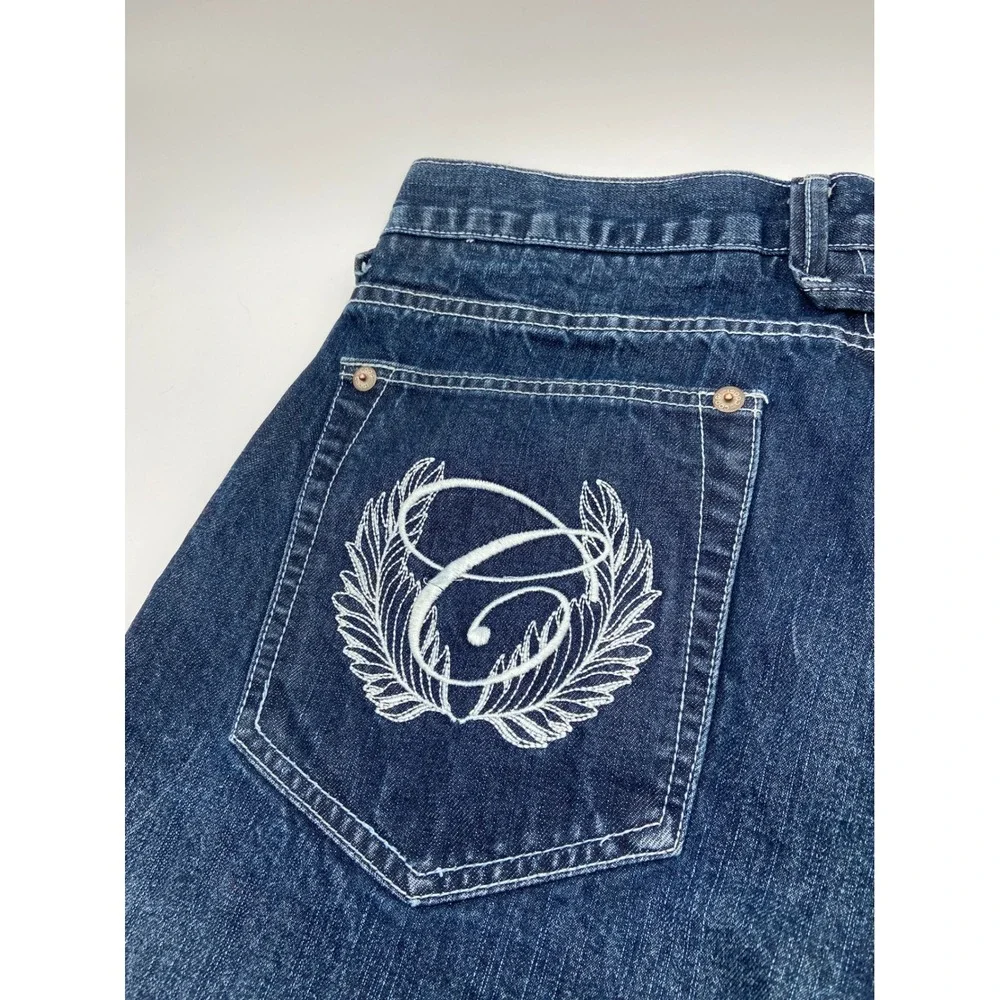 Coogi Jean Shorts Blue Baggy Denim Embroidered Y2K Hip Hop W36 Streetwear